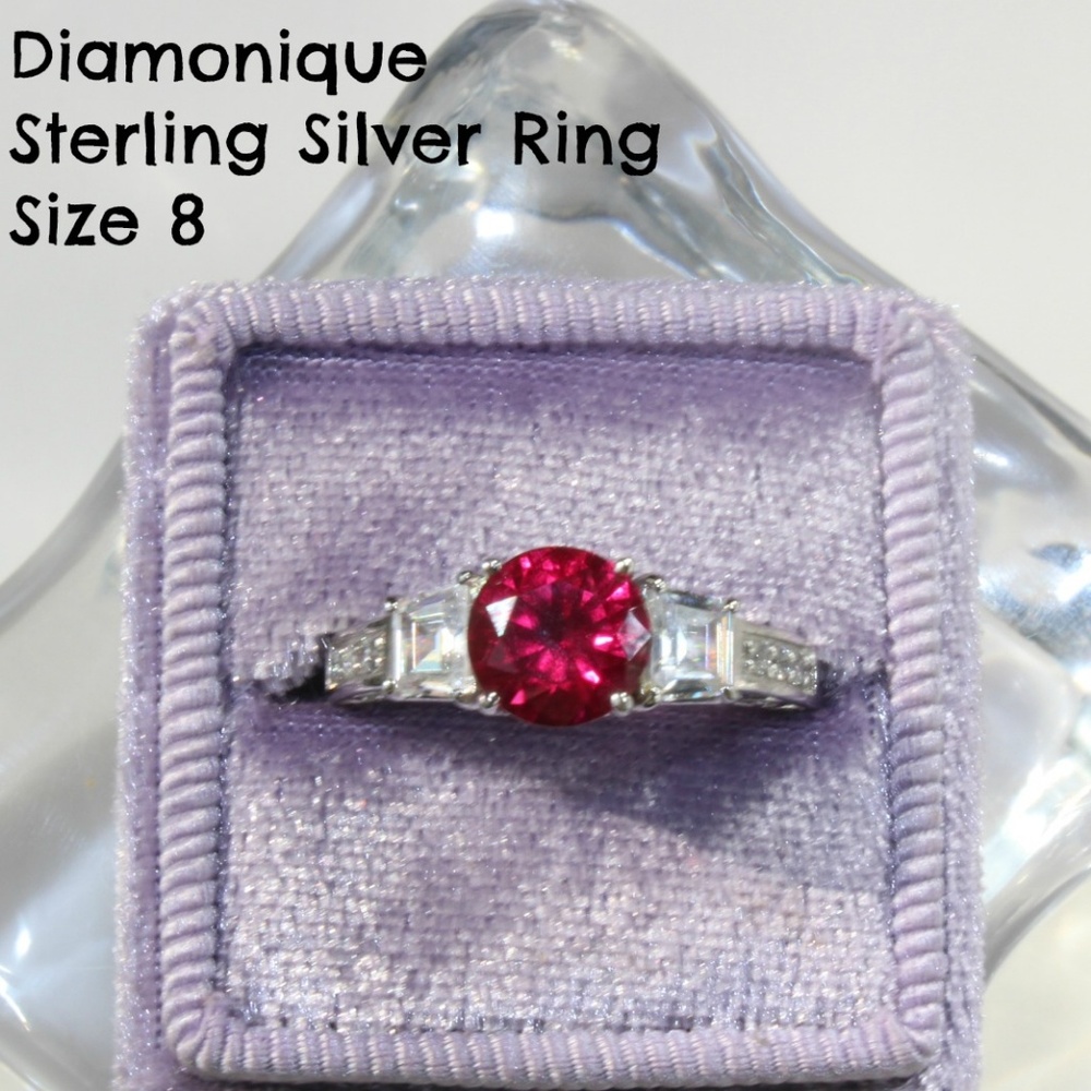 Colored Diamonique Sterling Silver Ring